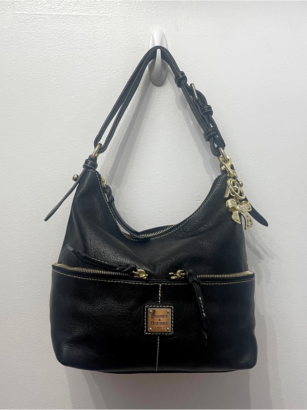 Y2K Dooney & Bourke Black Leather Hobo with